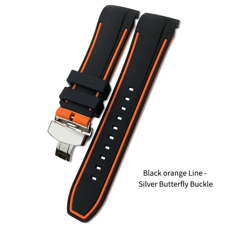 Bracelet de montre en caoutchouc naturel à extrémité incurvée de 23mm, pour Blancpain five Fathoms 5000 5015, en Silicone souple, noir, étanche
