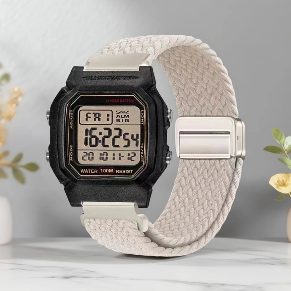 Bracelet en nylon de 18 mm pour montre Casio Small Square AE1200/1300/F91W/W218/F108, boucle magnétique élastique
