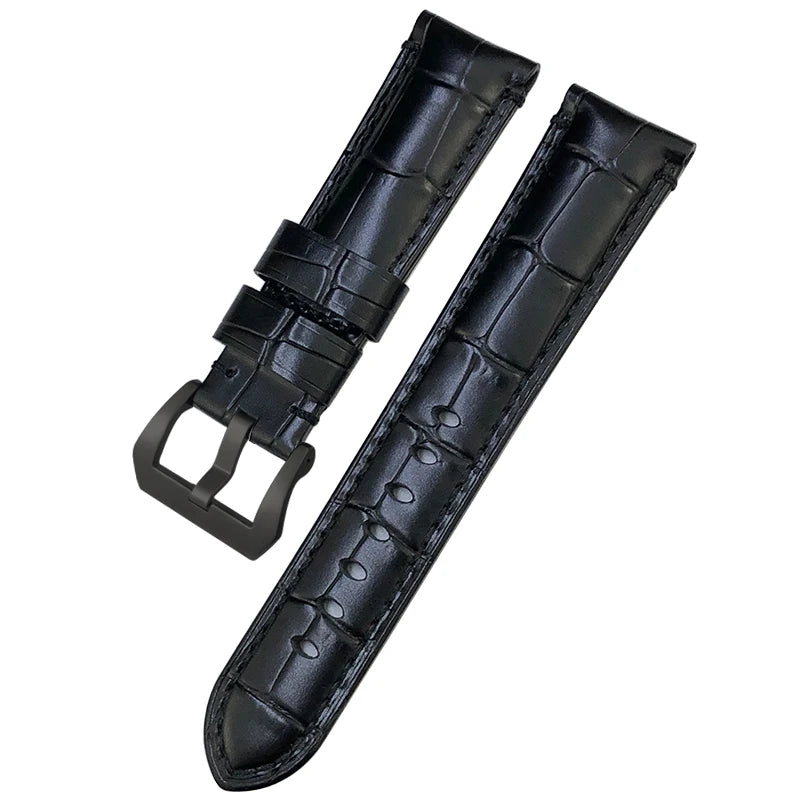 Men's 22mm Blue Cowhide Genuine Leather Watch Strap for PANERAI LUMINOR 1950 GMT SUBMERSIBLE PAM00688 00927 Pin Buckle Band