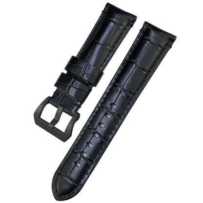 Men's 22mm Blue Cowhide Genuine Leather Watch Strap for PANERAI LUMINOR 1950 GMT SUBMERSIBLE PAM00688 00927 Pin Buckle Band