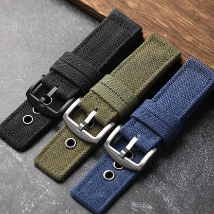 Cinturino per orologio in tela spessa, fatto a mano, robusto, 20 22 24MM, catena per orologio morbida e impermeabile, blu nero verde, cinturino indossabile per uomo