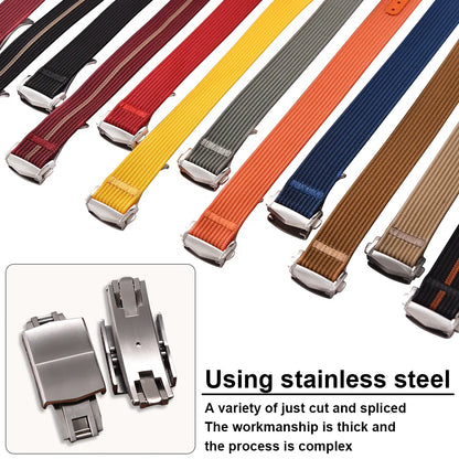 Canvas and Nylon Watch Strap, 18-20-22mm, for Omega X Swatch MoonSwatch for Seiko Men Women Sport, Waterproof, Folding Buckle