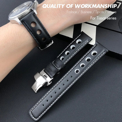 Bracelet de montre en cuir véritable pour hommes, 20mm, boucle papillon, pour Tissot T91 Racing Sports 1853 PRS516 T044