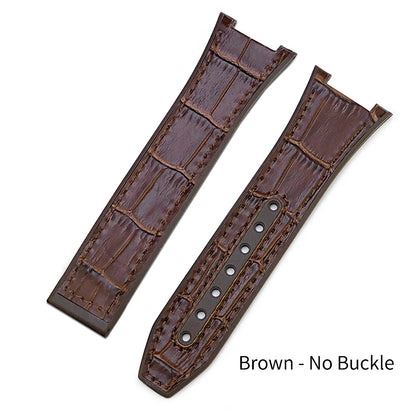 Concave Rubber Cowhide Watch Band, Silicone Leather Watch Strap, Special for Omega Constellation Foldover Structure, 25mm * 14mm