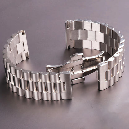 Bracelets de montre en acier inoxydable pour femmes et hommes, argent, métal massif, 16mm, 18mm, 20mm, 21mm, 22mm, accessoires