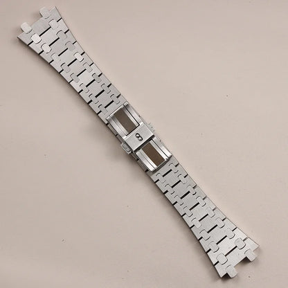 Bracelet de montre AP Royal Oak Offshore en argent brossé, 42mm, bracelet en acier inoxydable massif, 28mm, concave-convexe, 15710 26470