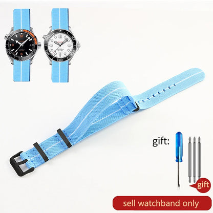 Retro Parachute Nylon Watch Strap for Rolex Tudor Biwan Omega Heuer IWC Men High-Density Knit 18 20 22mm Replacement Accessories