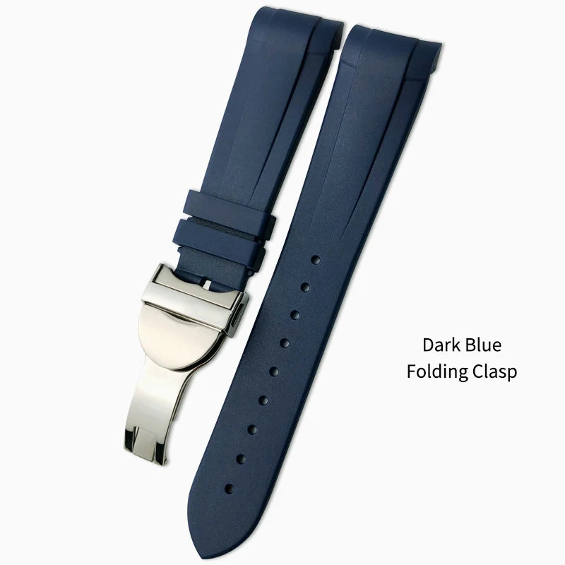 Bracelet de montre en caoutchouc naturel Silione, 22mm 20mm, pour Tudor Black Bay GMT 1958, extrémité incurvée, boucle pliante, vert, bleu, rouge