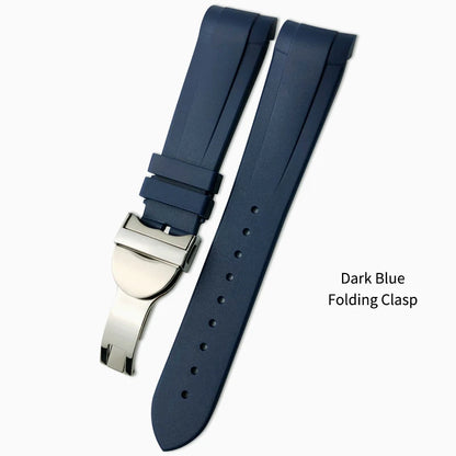 Bracelet de montre en caoutchouc naturel Silione, 22mm 20mm, pour Tudor Black Bay GMT 1958, extrémité incurvée, boucle pliante, vert, bleu, rouge