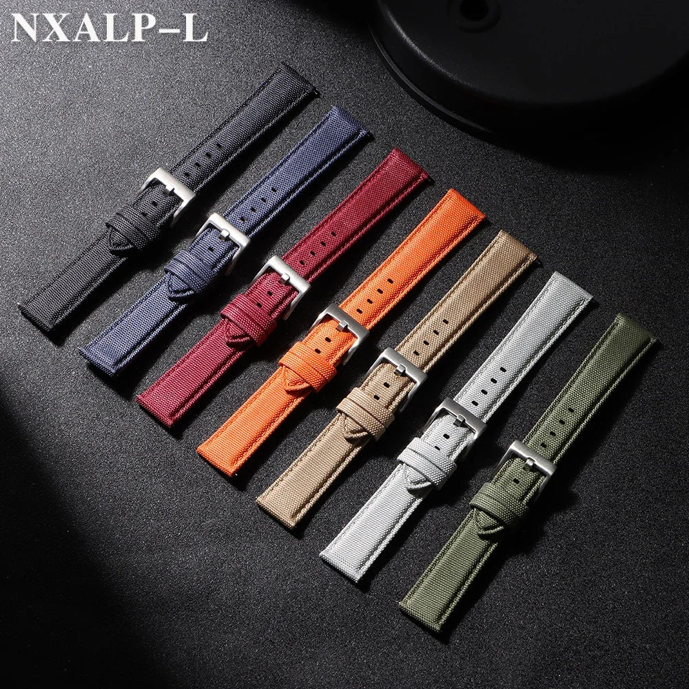 Bracelet de montre en cuir voile de qualité, 20mm 22mm, pour Seiko pour Omega, tissu en Nylon, accessoires de bracelet à dégagement rapide