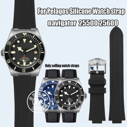 Per Tudor Pelagos tomahawk 25500 25600 91210N cinturino convesso in gomma silicone cinturino nero per uomo 22*12mm fibbia déployante