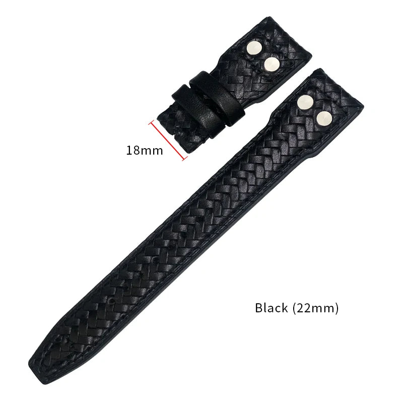 Bracelet de montre tissé en cuir de vachette RiSALE, bracelet de montre bleu, cuir véritable, haute qualité, adapté aux montres IWC Big Pilot's Spitfire, 21mm, 22mm