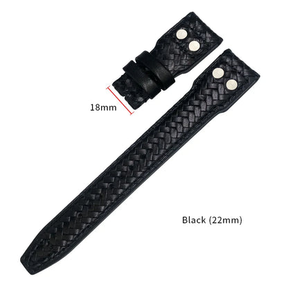Bracelet de montre tissé en cuir de vachette RiSALE, bracelet de montre bleu, cuir véritable, haute qualité, adapté aux montres IWC Big Pilot's Spitfire, 21mm, 22mm