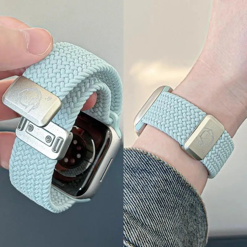 Braided Nylon Strap with Magnetic Buckle for Apple Watch 46mm 40mm 45mm 41 44mm 49mm 42mm Series Ultra 11 10 9 8