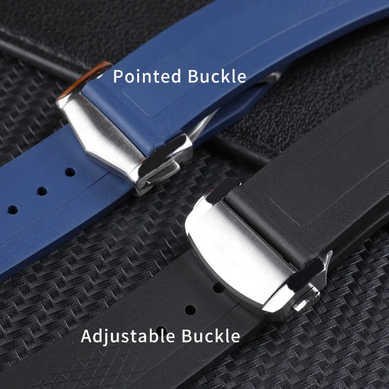 Soft Convex FKM Fluoro Rubber Watch Strap for Longines HydroConquest GMT V.H.P. 21mm 22mm Strap for 41/42mm Dial