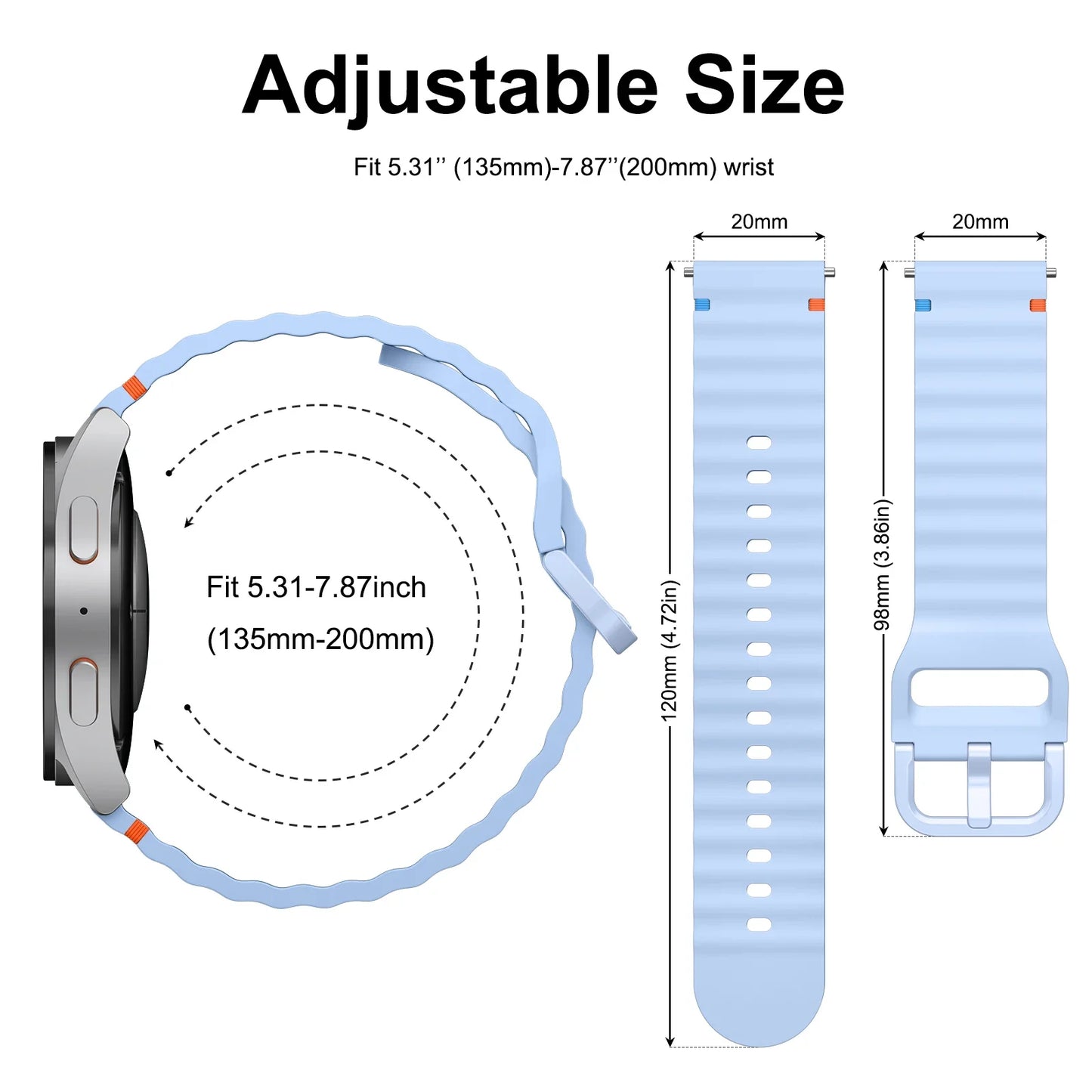 20/22mm Music Watchband for Garmin Forerunner 265 165 245 255 645, for Garmin Vivoactive 3 4 5/Venu 3 sq 2 Plus/Approach S12