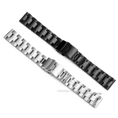 Bracelet de montre entièrement en acier inoxydable, 20mm 22mm 24mm 26mm 28mm, pour plongée aux huîtres, ceinture de montre universelle à extrémité plate