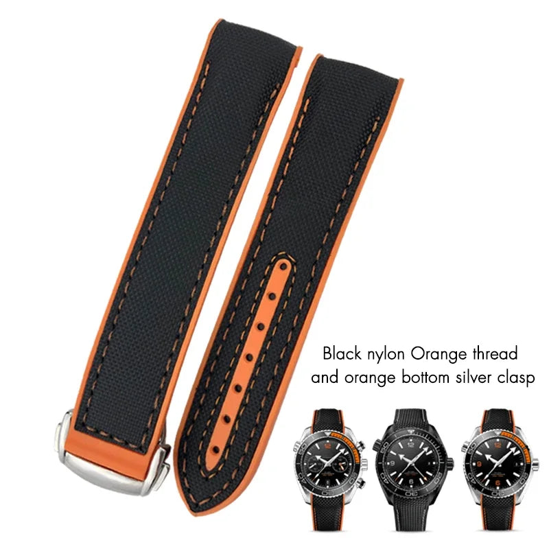 Cinturino per orologio in gomma silicone e nylon, 19mm 20mm 21mm 22mm, adatto per Longines HUAWEI GT2 Samsung MIDO Seiko SKX, cinturino per orologio sportivo