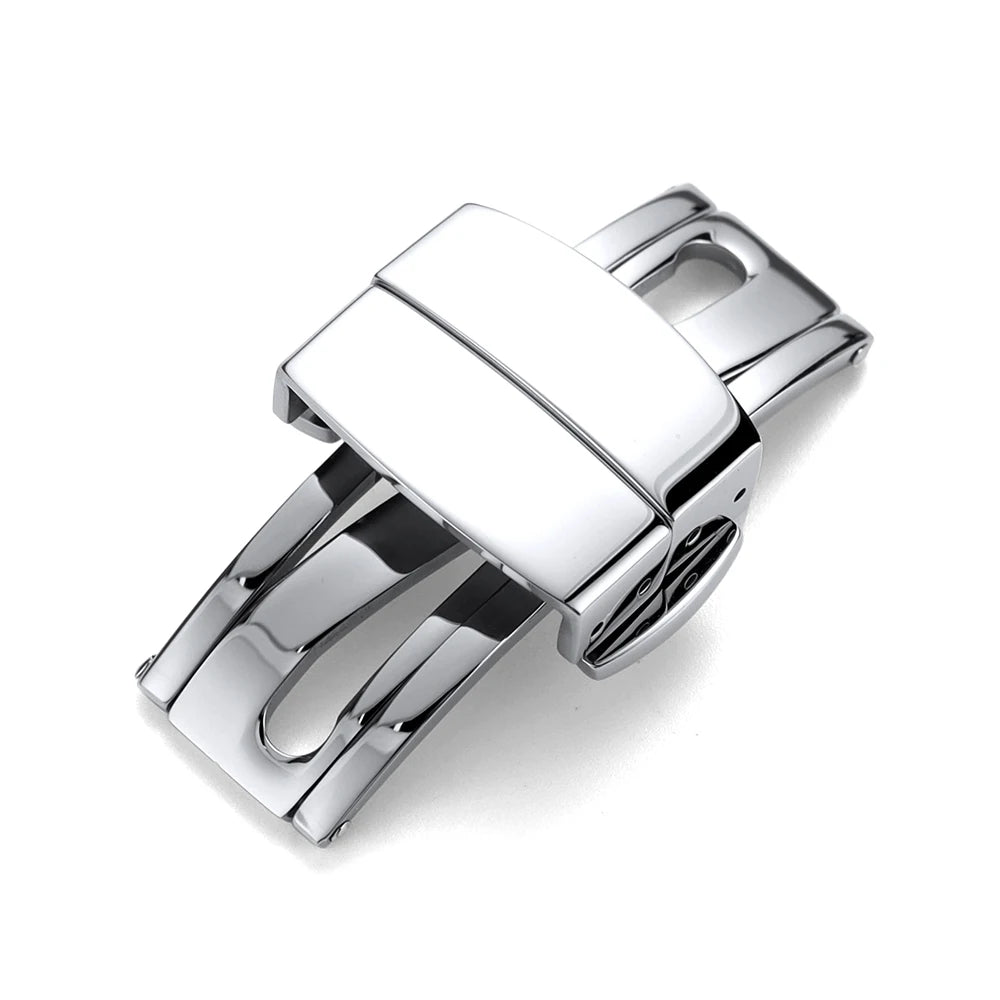 Fermoir à boucle en métal pour bracelet de montre en acier inoxydable, bouton noir argenté poli 16mm 18mm, accessoires de boucle de bracelet de montre