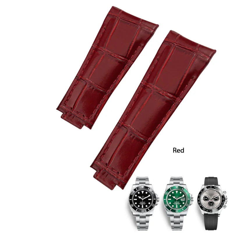 Bracelet de montre en cuir véritable souple, extrémité incurvée, bracelet de montre noir, Rolex Submariner DayRequiGstuff Yacht-Master Datejust, 20mm