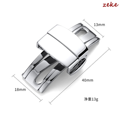 Fermoir à boucle en métal pour bracelet de montre en acier inoxydable, bouton noir argenté poli 16mm 18mm, accessoires de boucle de bracelet de montre