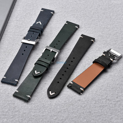 Cinturino in pelle a sgancio rapido 18/20/22 mm, marrone, in pelle Crazy Horse, per uomo e donna, per Cartier, Seiko, Omega, Huawei, Samsung