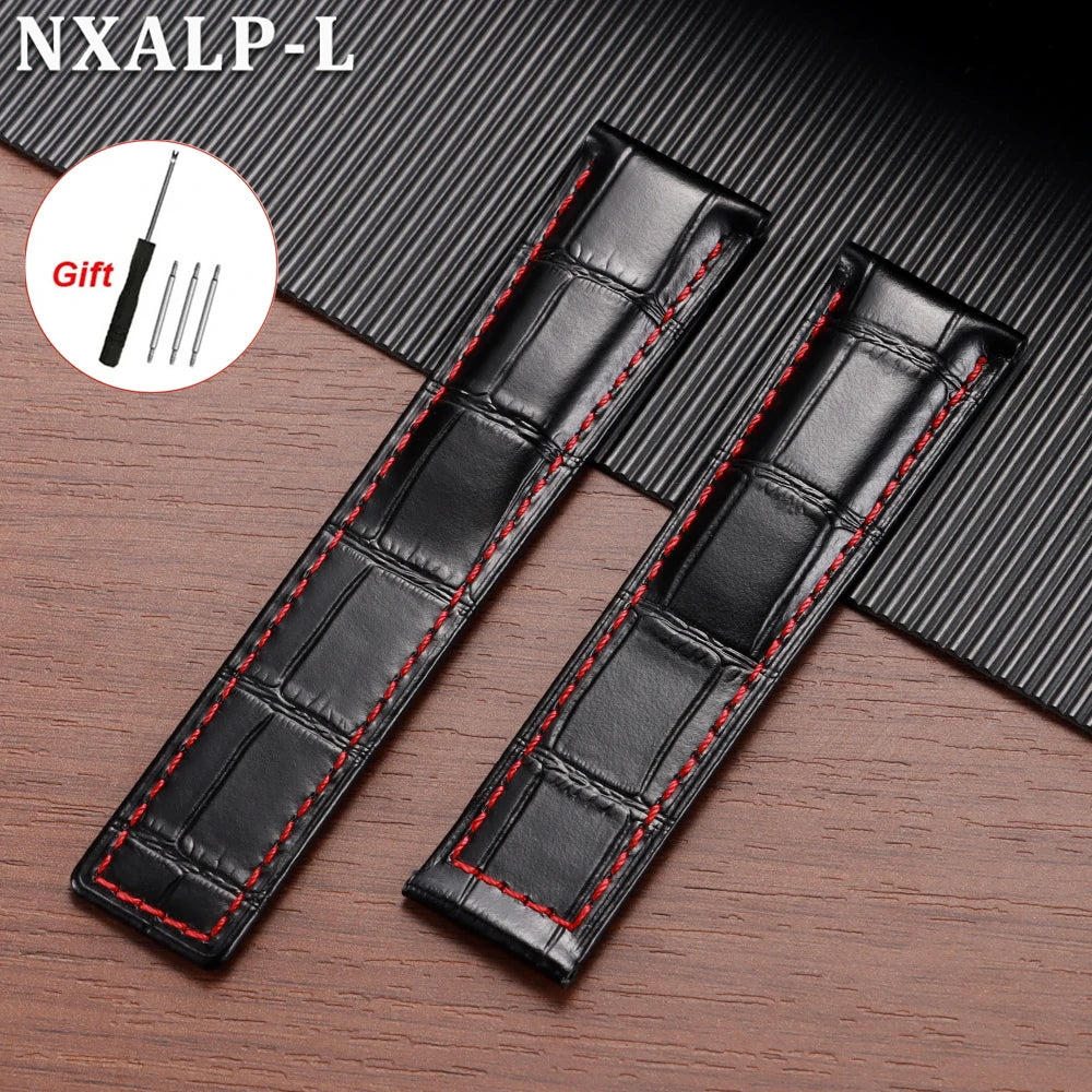 20mm 22mm 24mm Genuine Cowhide Leather Watch Strap for Tag Heuer Carrera Monaco F1, Men's Watch Strap, Folding Buckle