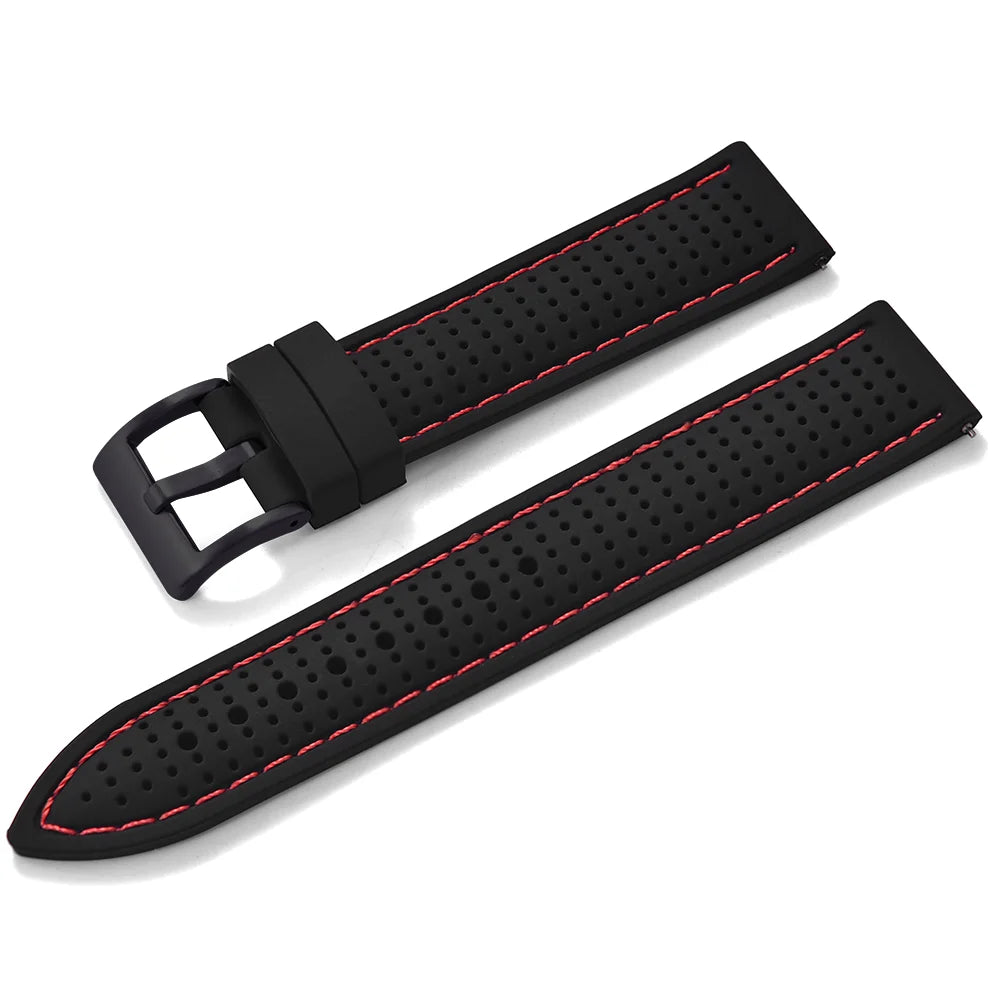 Bracelet de montre sport en silicone à dégagement rapide - Bracelet en caoutchouc souple respirant et imperméable, ajustement universel 18 mm 20 mm 22 mm pour hommes et femmes