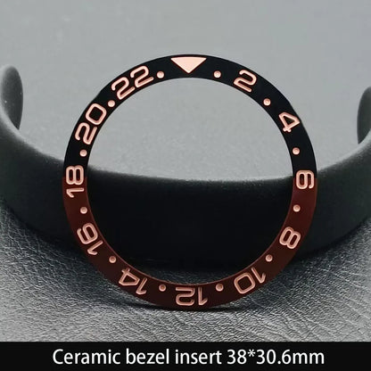 38mm x 30.6mm Sloped Ceramic Bezel GMT and Diving Watch Insert for 40mm Men's Watch Replacement Watch Bezel Inserts