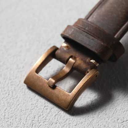 Cinturino in pelle bovina primo strato fatto a mano, chiusura in bronzo, accessori per orologi in bronzo 19 20 21 22 MM, cinturino vintage marrone smerigliato