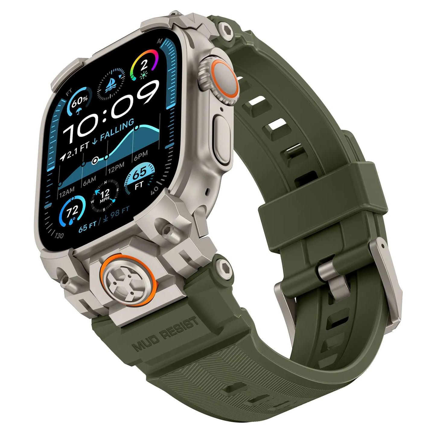 Bracelet en acier inoxydable + silicone pour Apple Watch 49 mm, bracelet sport compatible avec Apple Watch Ultra 3/2 iWatch