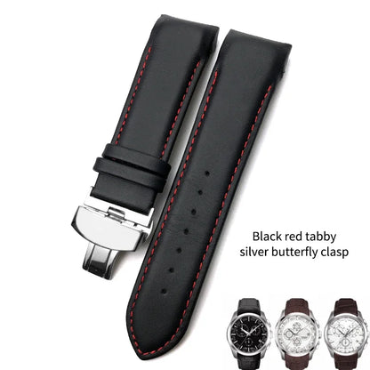 Cinturino per orologio in vera pelle 22mm 23mm 24mm adatto per Tissot T 035617 T035 cinturino in pelle di vacchetta nera fibbia deployante uomo