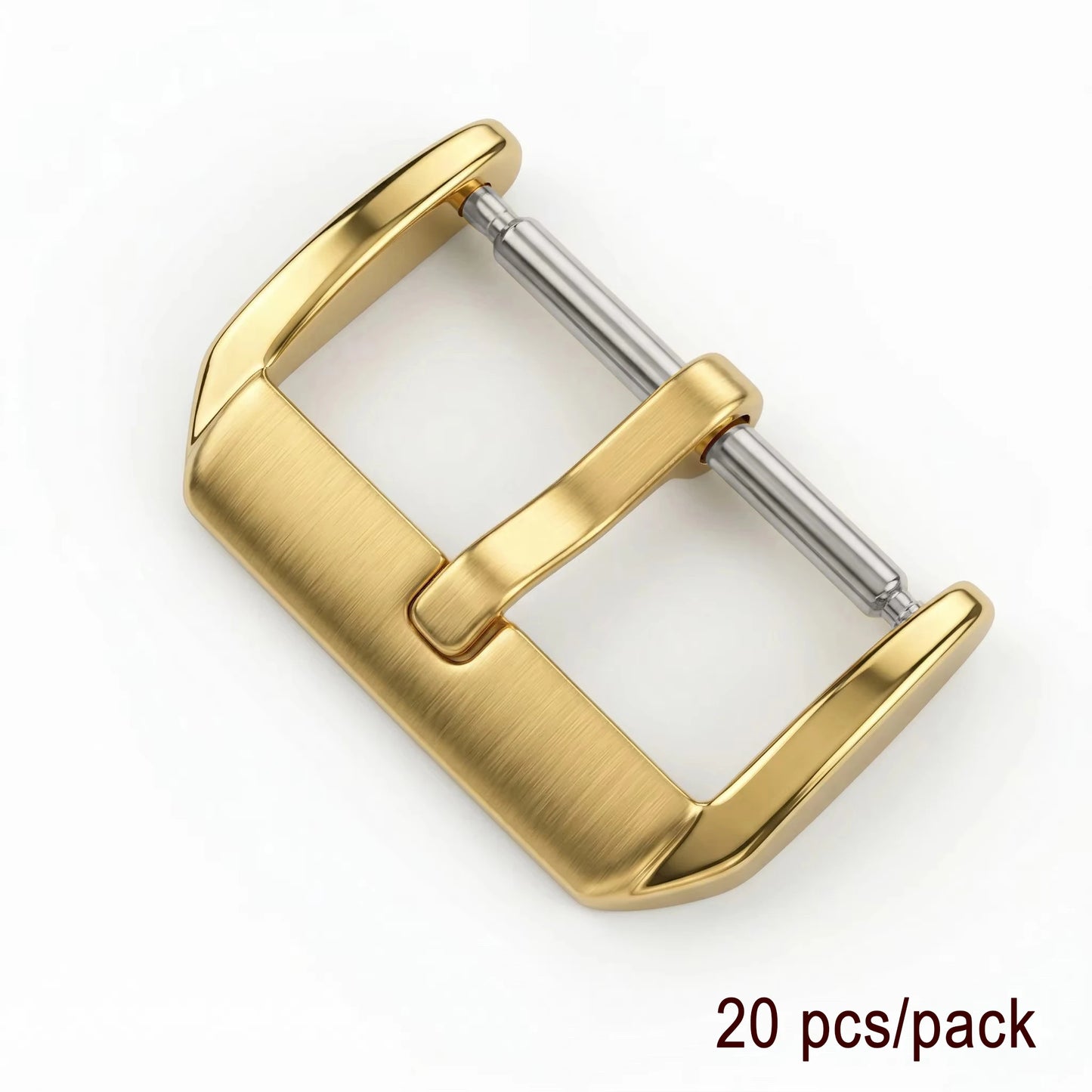Boucle de bracelet de montre en acier inoxydable, 20 pièces, fermoir moyen brossé, argent, or, noir, accessoires de montre 16 18 20 22mm, vente en gros