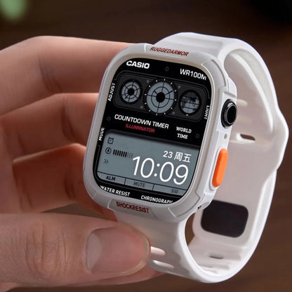 Étui en silicone + bracelet pour Apple Watch Series 11/10/9/8/7/6/SE/Ultra3, bracelet sport avec pare-chocs protecteur