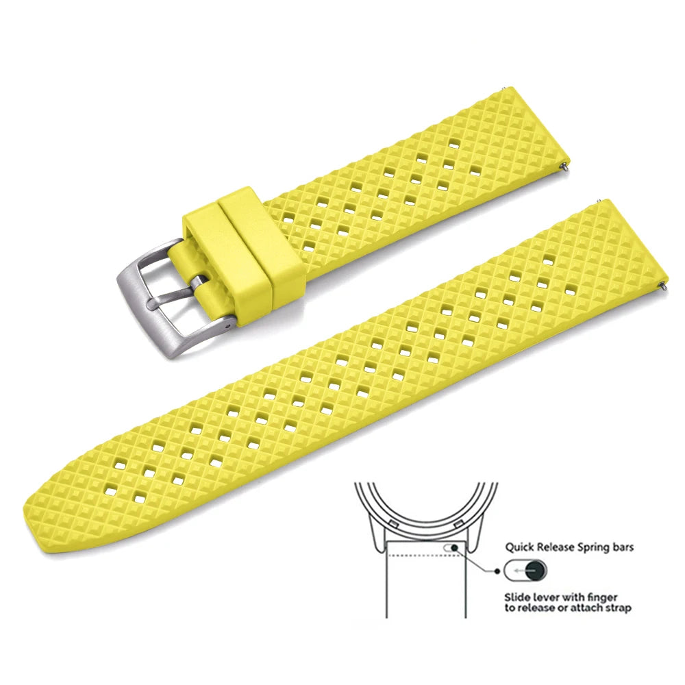 Nouveau bracelet en caoutchouc FKM fluoré nid d'abeille conçu 20mm 22mm bracelets de montre à dégagement rapide pour bracelet de remplacement de montre SRP777J1