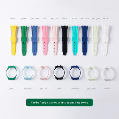 Kit di modifica fai da te per cinturino in silicone liquido con cassa in ceramica per Swatch X, AP Royal Oak, POP 12, con perno/chiusura deployante
