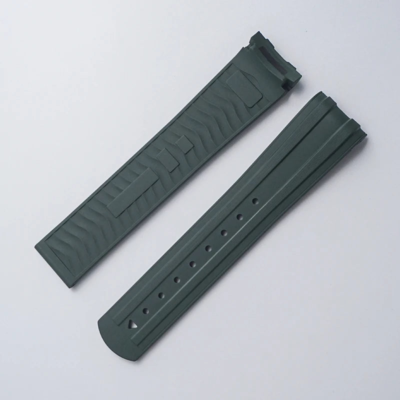 Cinturino per orologio in gomma fluorocarbonica, fibbia pieghevole da 20 mm, estremità curva per Omega X, Swatch Seamaster 300, Speedmaster, accessori FKM