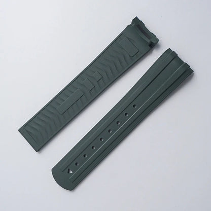 Cinturino per orologio in gomma fluorocarbonica, fibbia pieghevole da 20 mm, estremità curva per Omega X, Swatch Seamaster 300, Speedmaster, accessori FKM