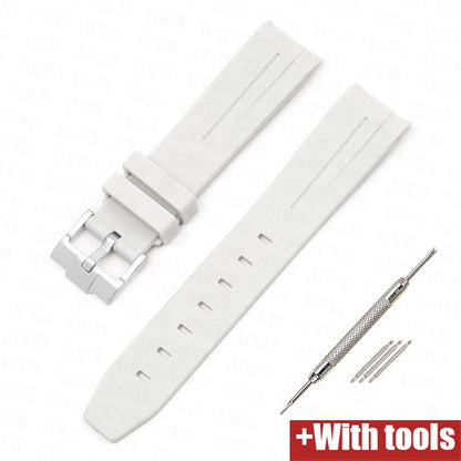 Curved End Rubber Strap for MoonSwatch, 20mm, for Men and Women, Waterproof Sport Watch Band