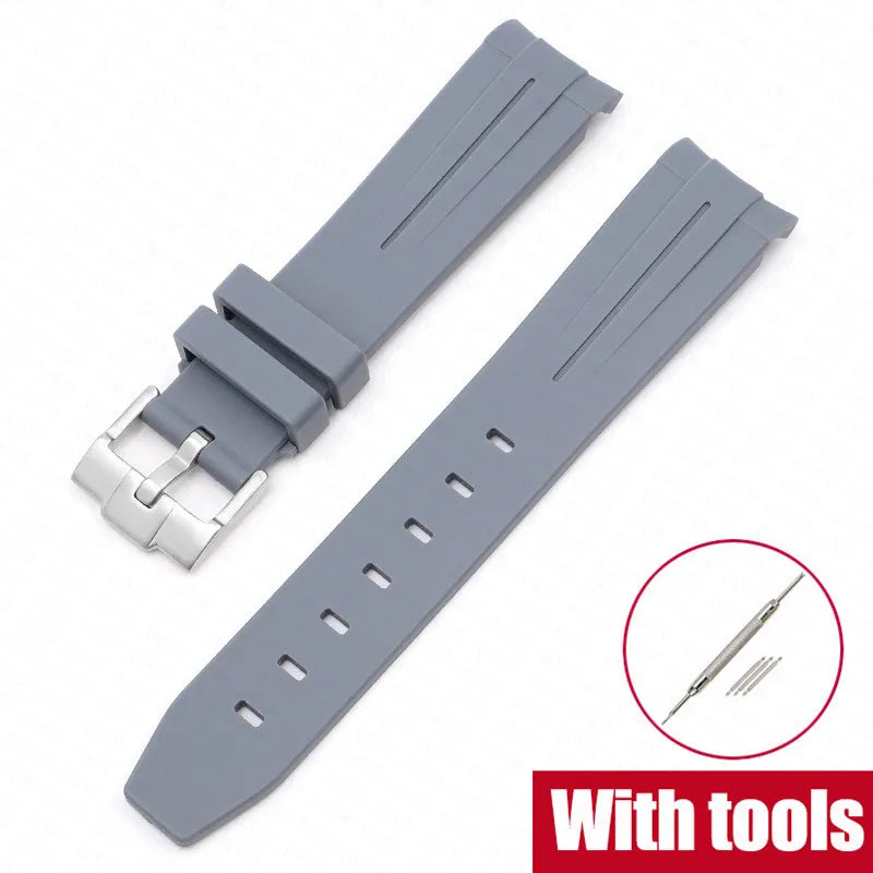 Curved End Rubber Strap for MoonSwatch, 20mm, for Men and Women, Waterproof Sport Watch Band