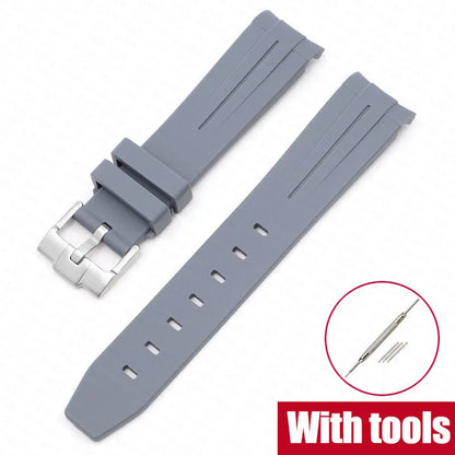 Curved End Rubber Strap for MoonSwatch, 20mm, for Men and Women, Waterproof Sport Watch Band