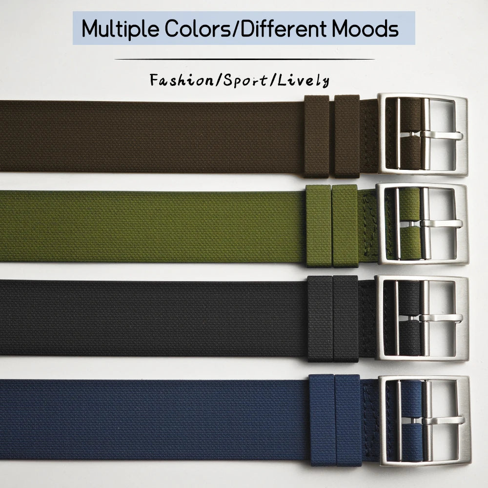 FKM Fluoro Rubber Watch Strap, 19mm 20mm 21mm 22mm, for Tudor Black Bay 1958 SEIKO SKX Longines Omega IWC Rolex, Soft