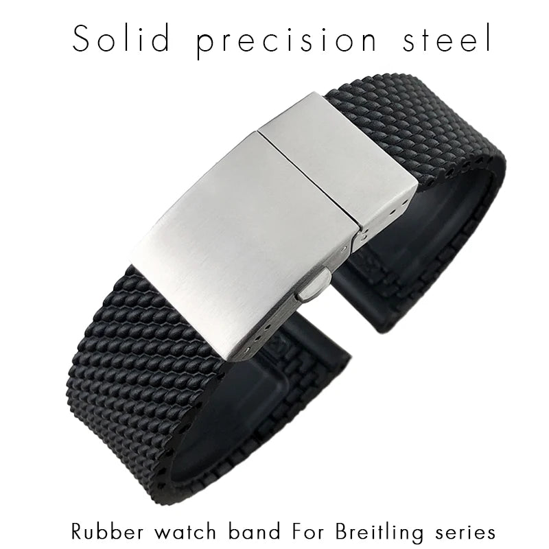 Bracelet de montre tressé en caoutchouc de Silicone, 19mm 20mm 21mm 22mm 23mm 24mm, pour Breitling Avenger Superocean Heritage Longines