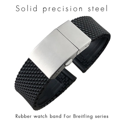 Bracelet de montre tressé en caoutchouc de Silicone, 19mm 20mm 21mm 22mm 23mm 24mm, pour Breitling Avenger Superocean Heritage Longines