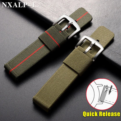 18mm 20mm 22mm 24mm Nylon Elastic Watch Strap Army Woven For Seiko Bracelet Military Sport Watch Band For Men Quick Release