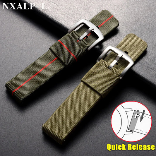 Cinturino elastico in nylon da 18mm 20mm 22mm 24mm per orologio Seiko, cinturino militare sportivo da uomo a sgancio rapido