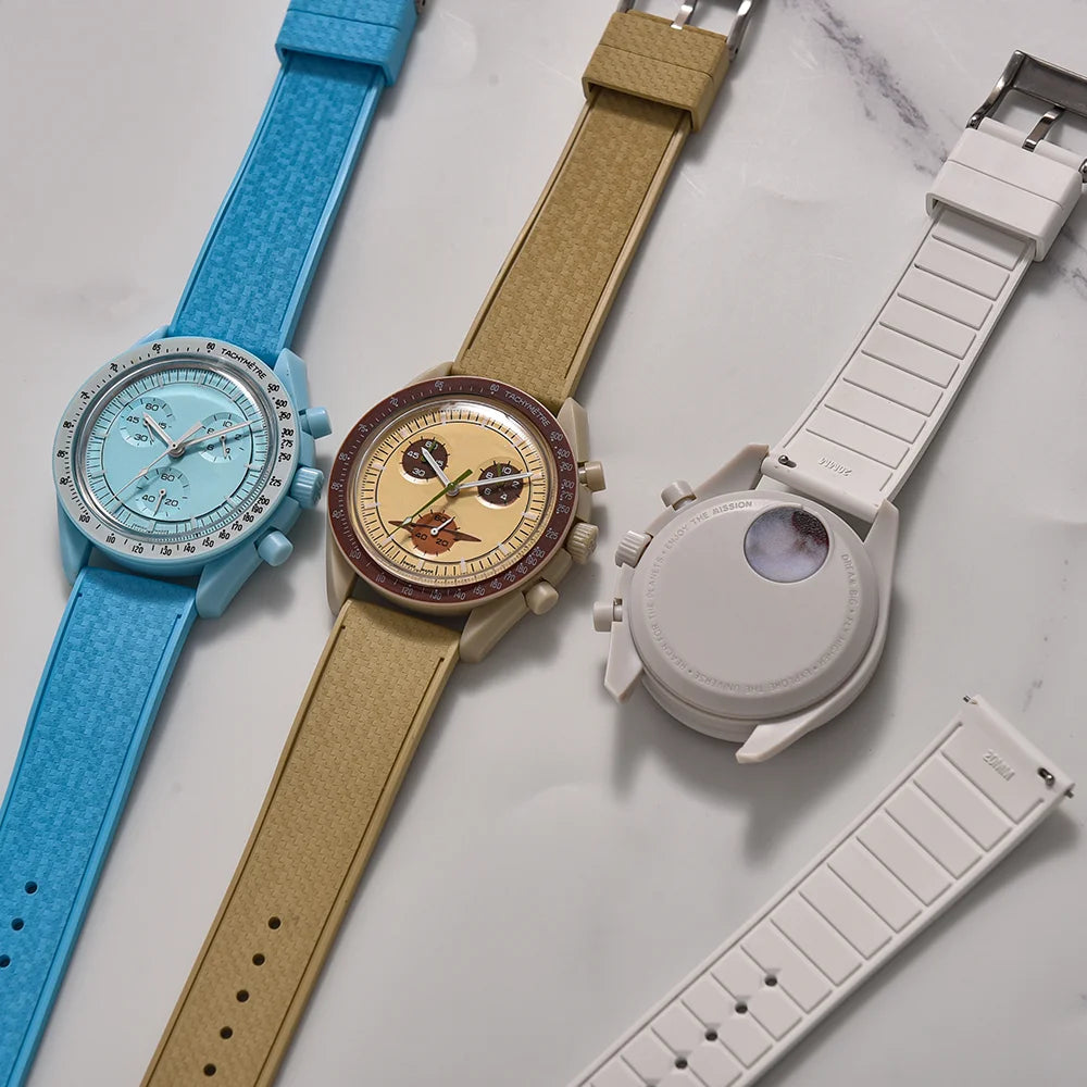 20MM 22MM supprime des bracelets de montre en caoutchouc fluoroélastomère/FKM mosaïque pour hommes femmes-bracelet de Sport étanche de remplacement à dégagement rapide