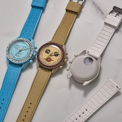 20MM 22MM supprime des bracelets de montre en caoutchouc fluoroélastomère/FKM mosaïque pour hommes femmes-bracelet de Sport étanche de remplacement à dégagement rapide