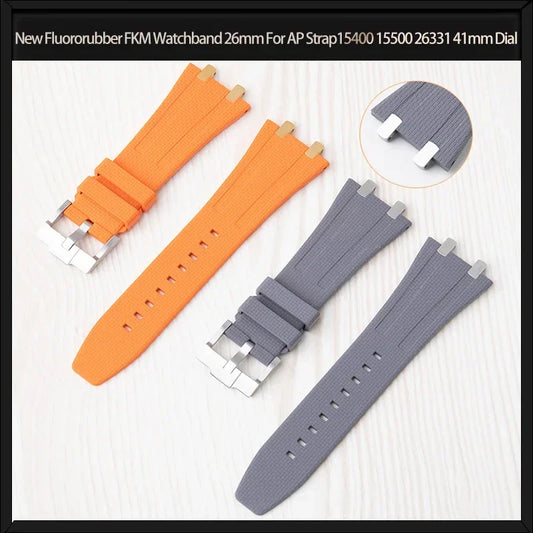Nuovo cinturino per orologio in gomma fluorurata FKM da 26 mm per AP Audemars Piguet 15400 15500 26331 41 mm, cinturino, fascia