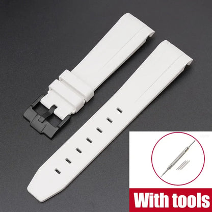 FKM Fluororubber Watch Strap for Rolex for Omega x Swatch MoonSwatch 20mm Curved End Waterproof Sport Replace Watch Band